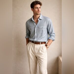 90s Silk Striped Button Down Shirt 100% Silk Quiet Luxury Minimalist Coastal